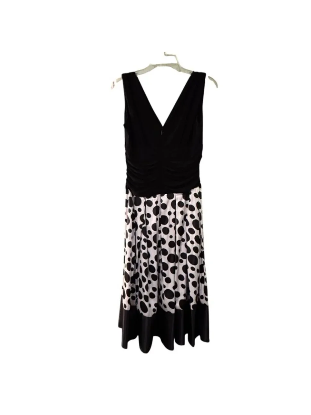 Polka Dot Dress Women's 12 Black & White Sleeveless Jessica Howard Evenings - Picture 3 of 16